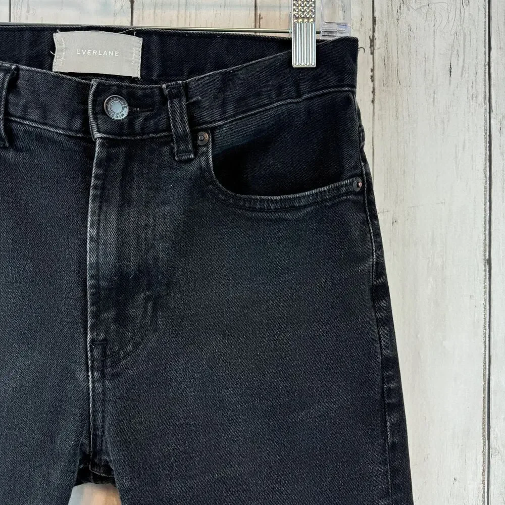 Everlane Black Coal Stretch High Rise Cigarette Crop Ankle Jeans Size 26 Regular - Picture 3 of 12